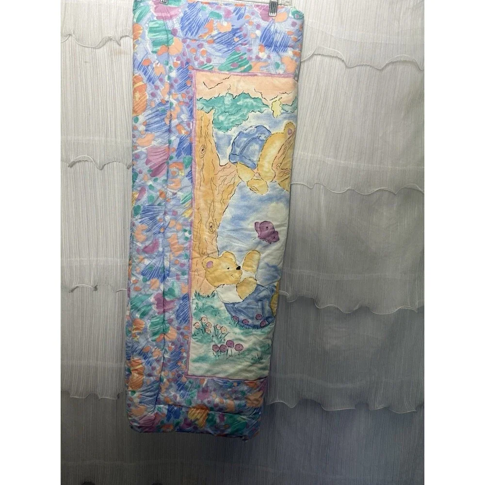 Vtg Bears & Butterflies Pastel Baby Crib Blanket Comforter Fisher Price 90’s USA